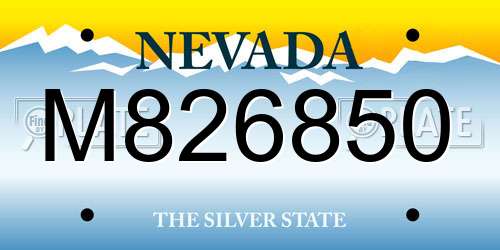 M826850 Nevada License Plate