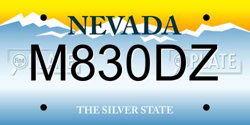 M830DZ Nevada License Plate