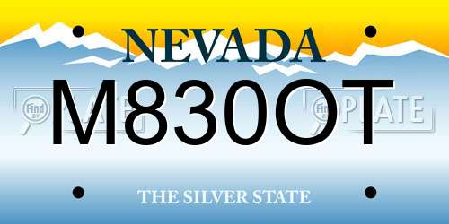 M830OT Nevada License Plate