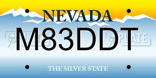 M83DDT Nevada License Plate