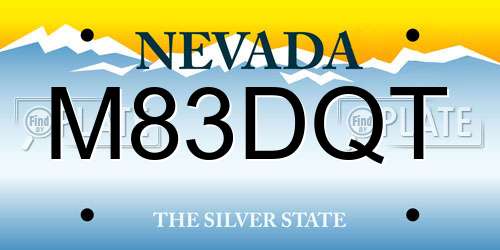 M83DQT Nevada License Plate