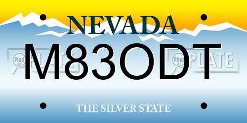 M83ODT Nevada License Plate