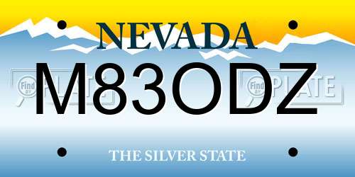 M83ODZ Nevada License Plate