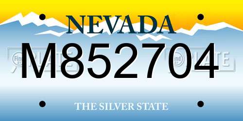 M852704 Nevada License Plate