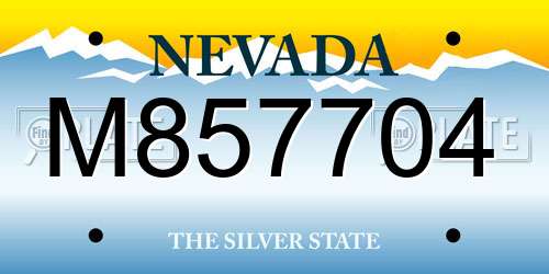 M857704 Nevada License Plate