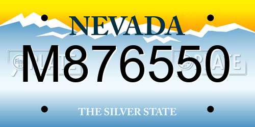 M876550 Nevada License Plate