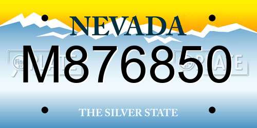 M876850 Nevada License Plate