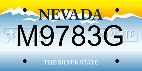 M9783G Nevada License Plate