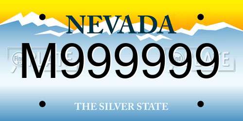 M999999 Nevada License Plate