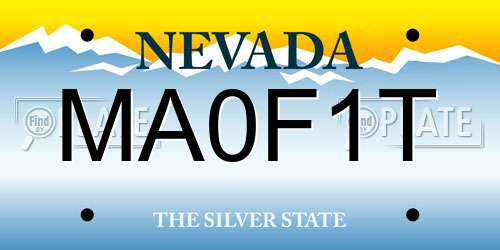 MA0F1T Nevada License Plate