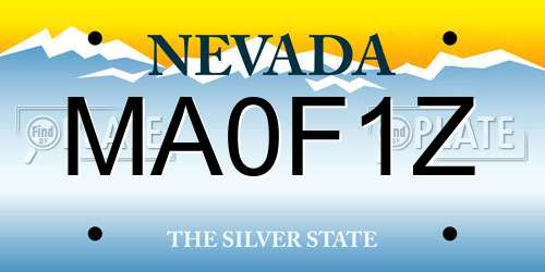MA0F1Z Nevada License Plate