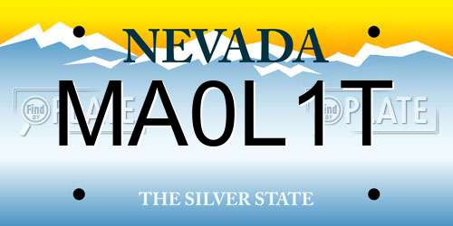 MA0L1T Nevada License Plate