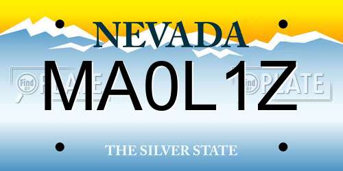 MA0L1Z Nevada License Plate