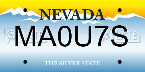 MA0U7S Nevada License Plate