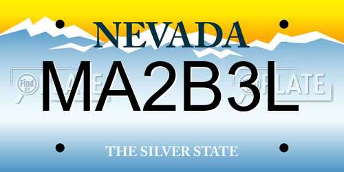 MA2B3L Nevada License Plate