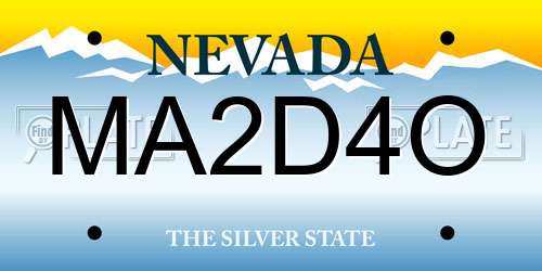 MA2D4O Nevada License Plate