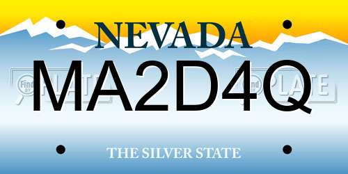 MA2D4Q Nevada License Plate