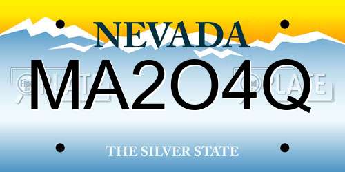 MA2O4Q Nevada License Plate