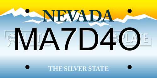 MA7D4O Nevada License Plate