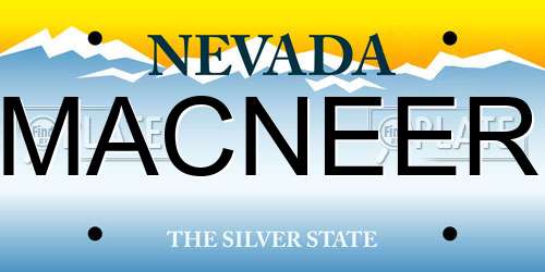MACNEER Nevada License Plate