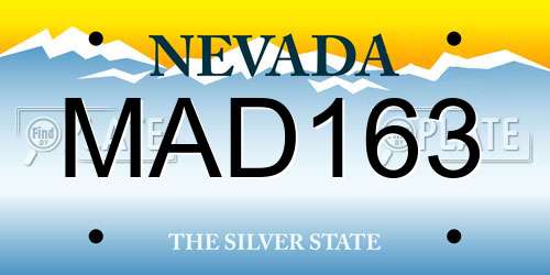 MAD163 Nevada License Plate