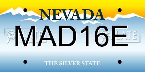 MAD16E Nevada License Plate