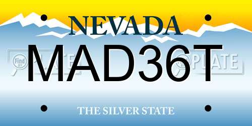 MAD36T Nevada License Plate