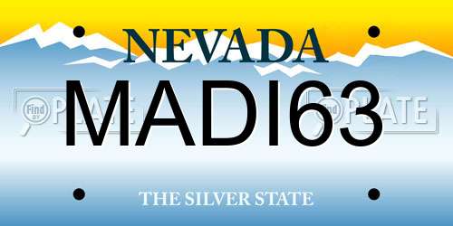 MADI63 Nevada License Plate