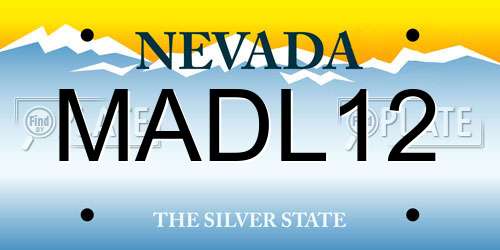 MADL12 Nevada License Plate
