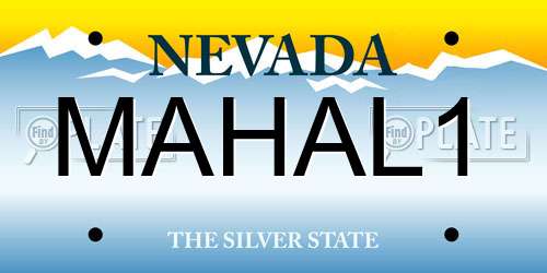 MAHAL1 Nevada License Plate