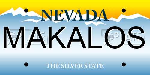 MAKALOS Nevada License Plate
