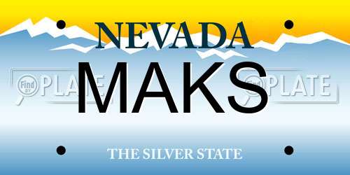 MAKS Nevada License Plate