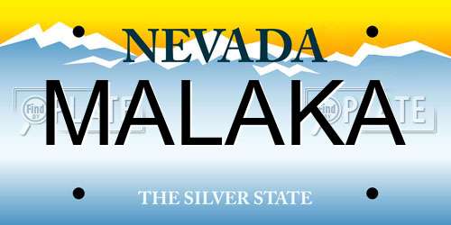 MALAKA Nevada License Plate