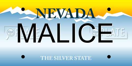 MALICE Nevada License Plate