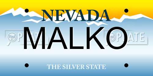 MALKO Nevada License Plate