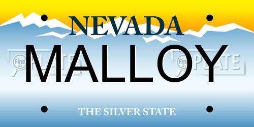 MALLOY Nevada License Plate