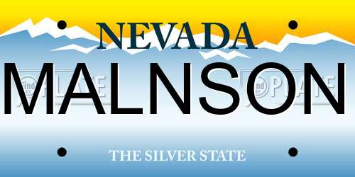 MALNSON Nevada License Plate