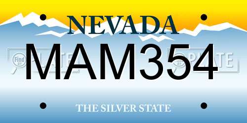 MAM354 Nevada License Plate