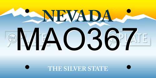 MAO367 Nevada License Plate