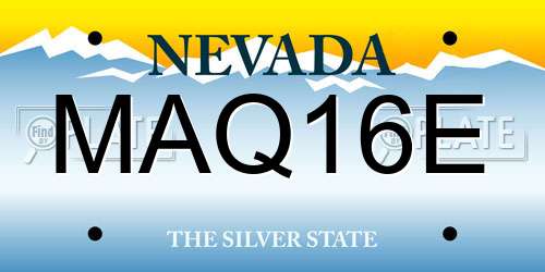 MAQ16E Nevada License Plate