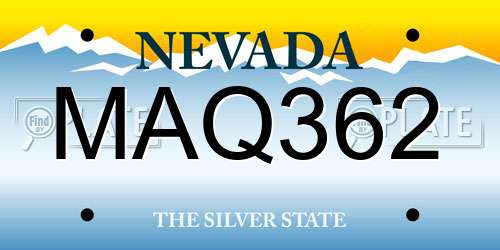 MAQ362 Nevada License Plate