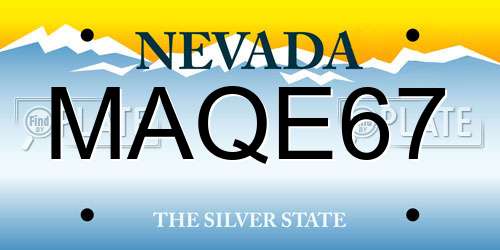 MAQE67 Nevada License Plate