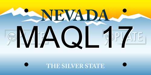 MAQL17 Nevada License Plate
