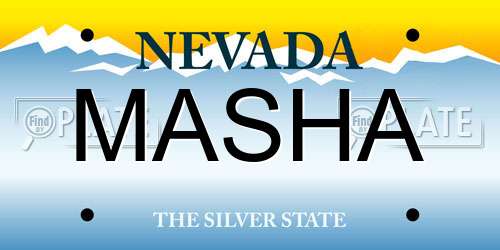 MASHA Nevada License Plate