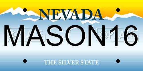 MASON16 Nevada License Plate