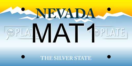 MAT1 Nevada License Plate