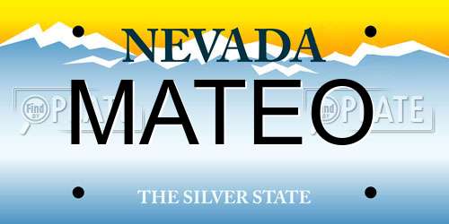 MATEO Nevada License Plate