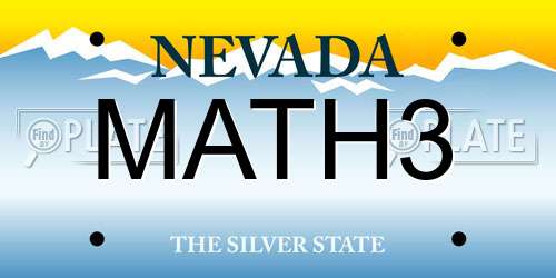 MATH3 Nevada License Plate