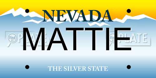 MATTIE Nevada License Plate
