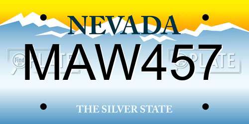 MAW457 Nevada License Plate